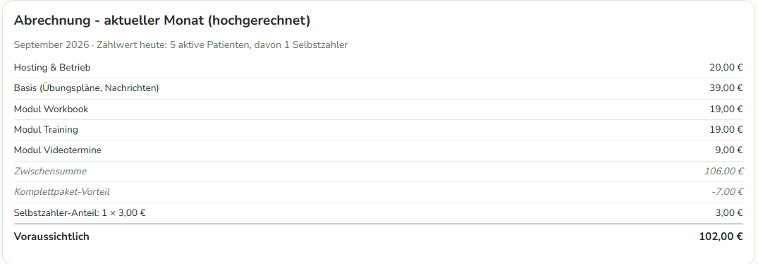 Transparente Monatsabrechnung in der App