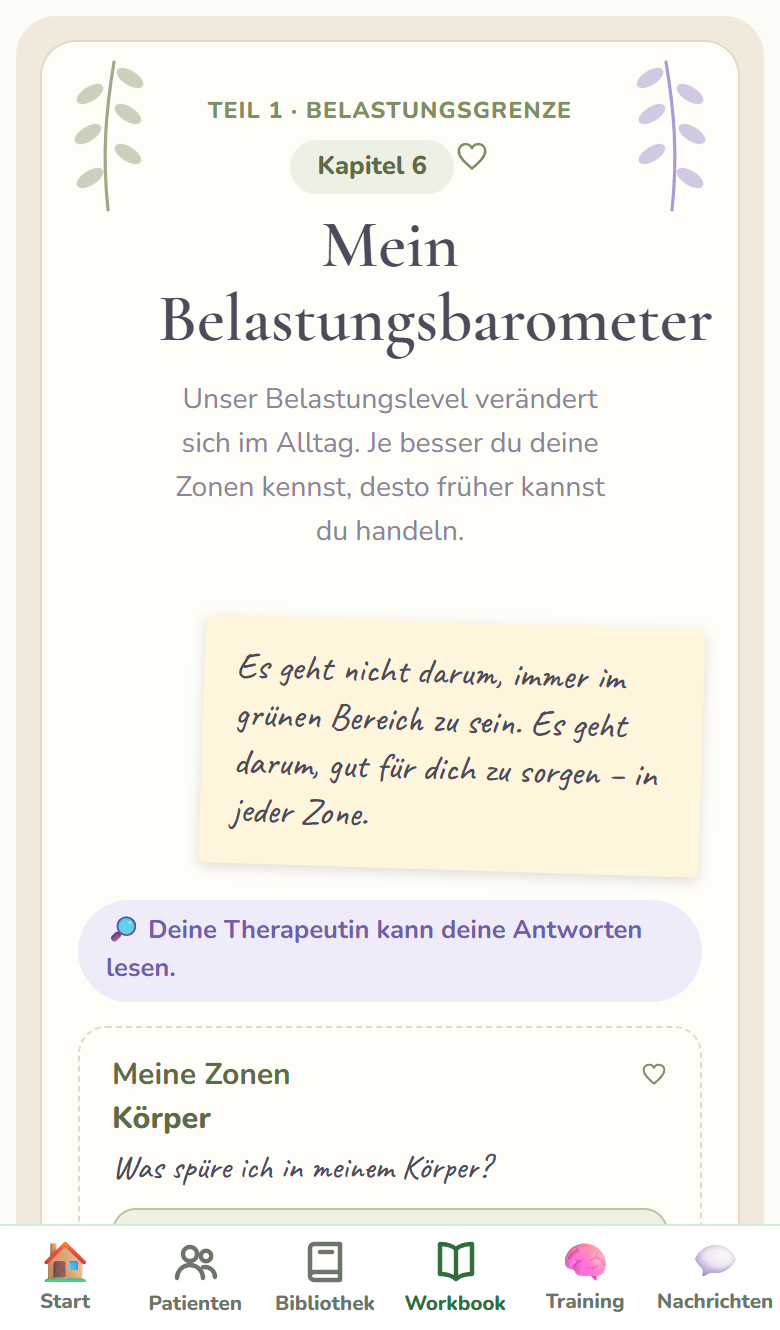 Workbook-Kapitel auf dem Handy